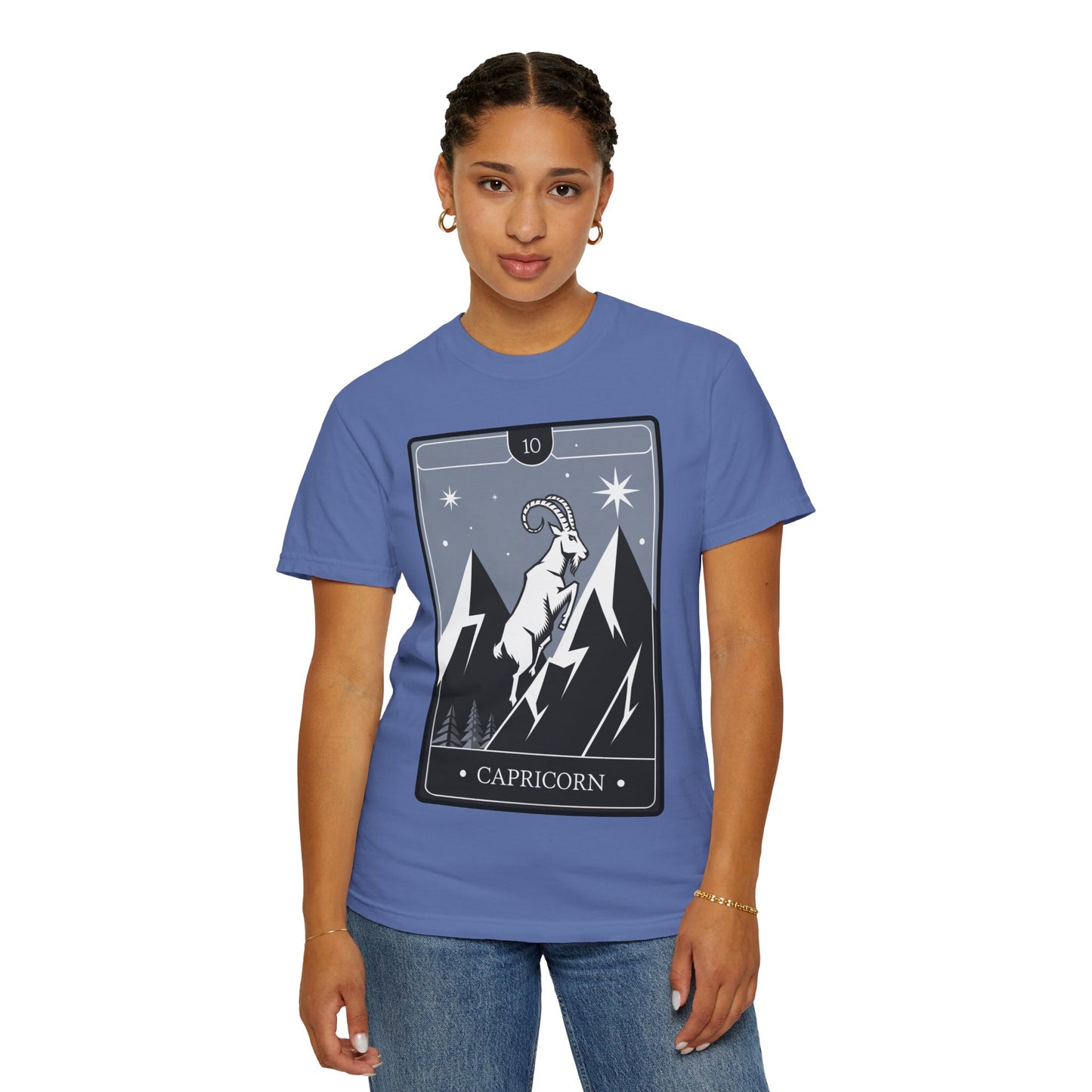 Capricorn Climb Tarot Tee - Determined Mountain Goat Zodiac Graphic T-Shirt