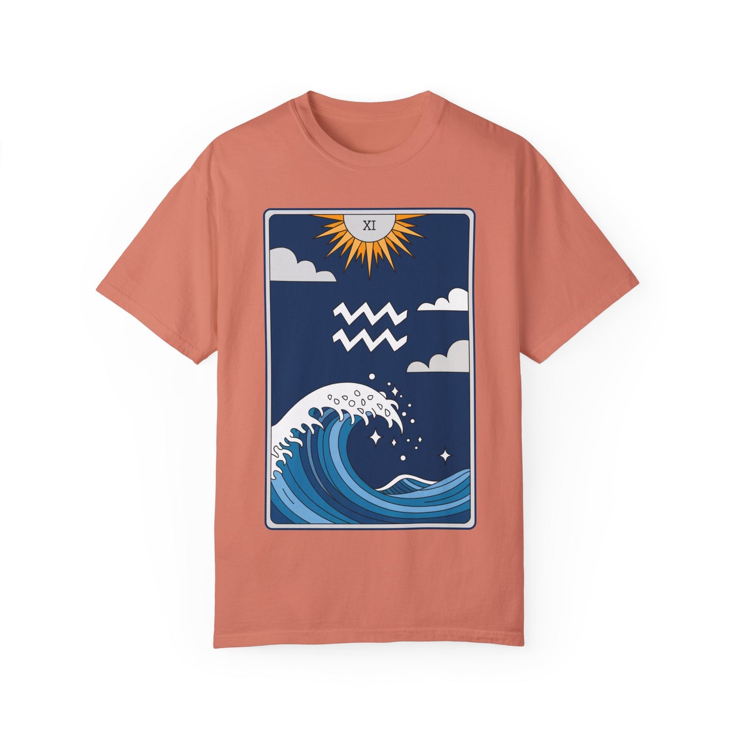 Aquarius Waves Tarot Tee - Innovative Water Bearer Zodiac Graphic T-Shirt