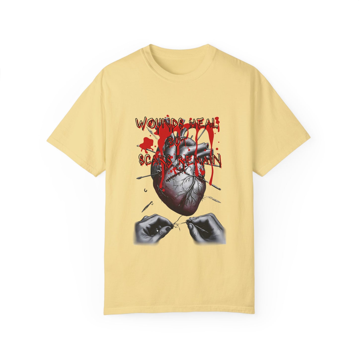 Wounds Heal but Scars Remain Graphic Tee – Symbolic Healing and Resilience Shirt