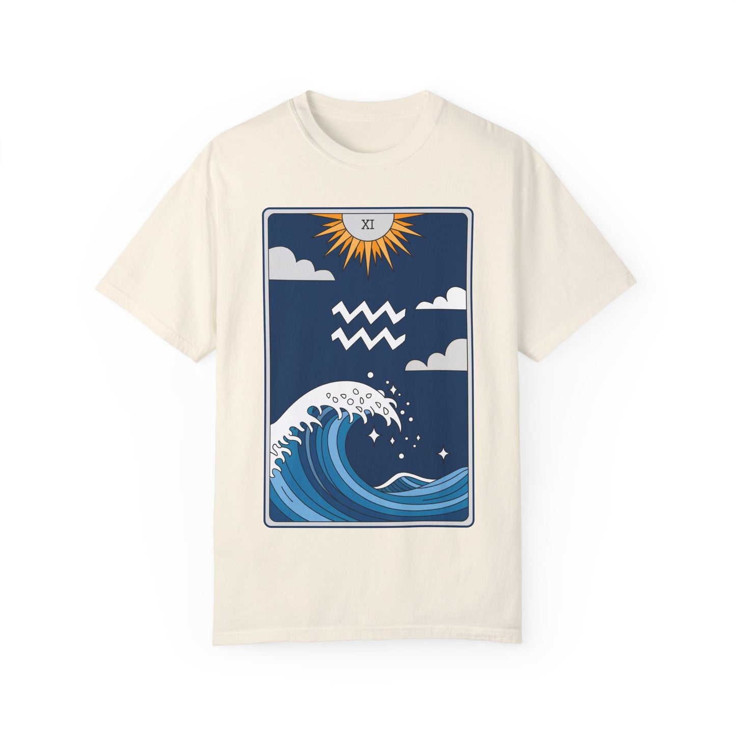 Aquarius Waves Tarot Tee - Innovative Water Bearer Zodiac Graphic T-Shirt