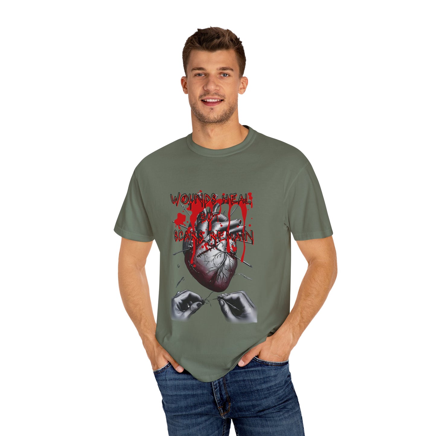 Wounds Heal but Scars Remain Graphic Tee – Symbolic Healing and Resilience Shirt