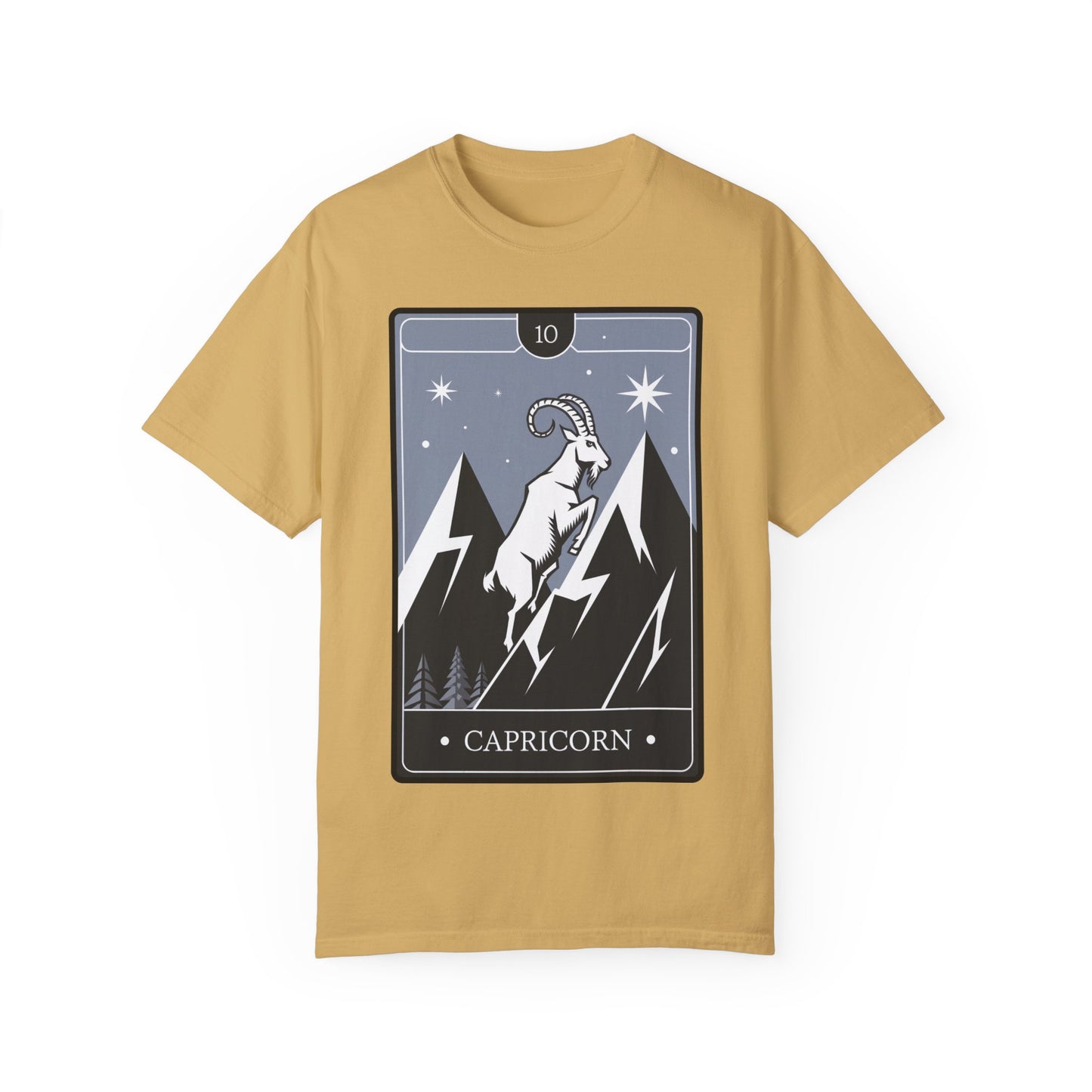 Capricorn Climb Tarot Tee - Determined Mountain Goat Zodiac Graphic T-Shirt