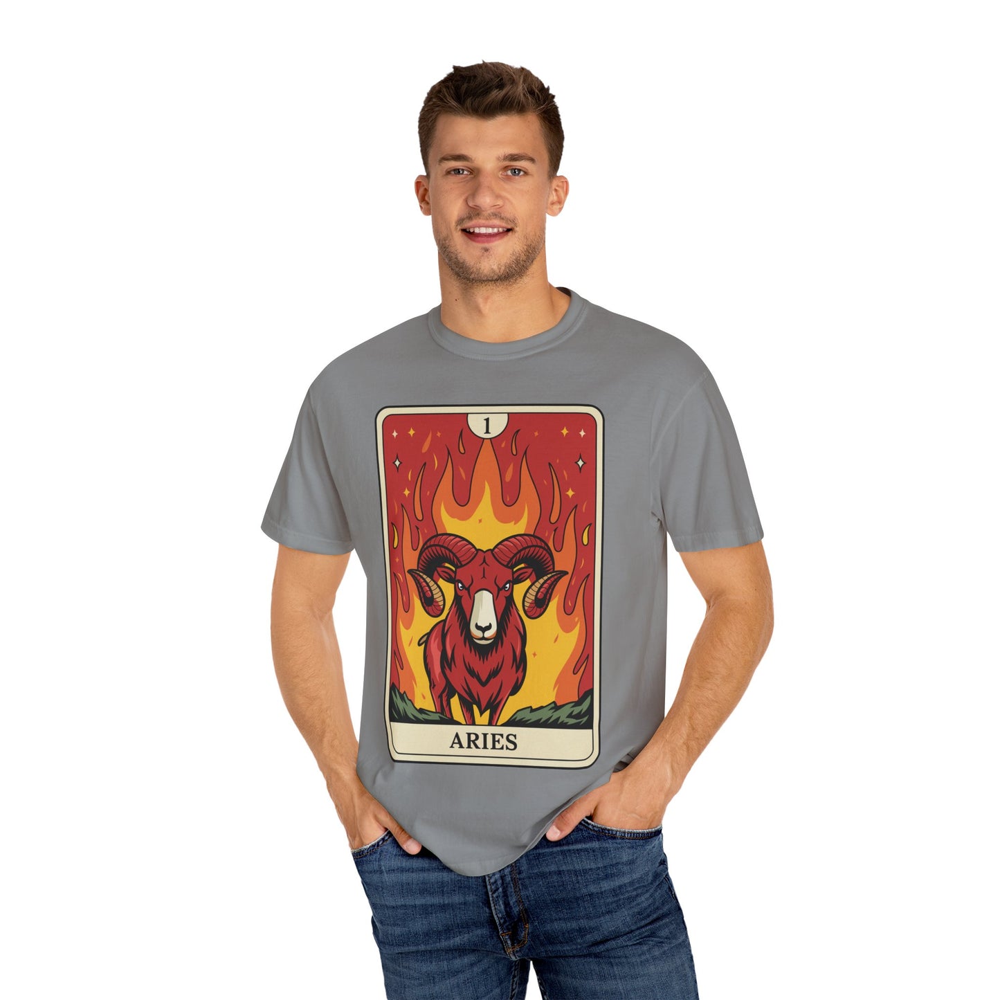 Aries Energy Tarot Tee - Bold Ram Zodiac Graphic T-Shirt