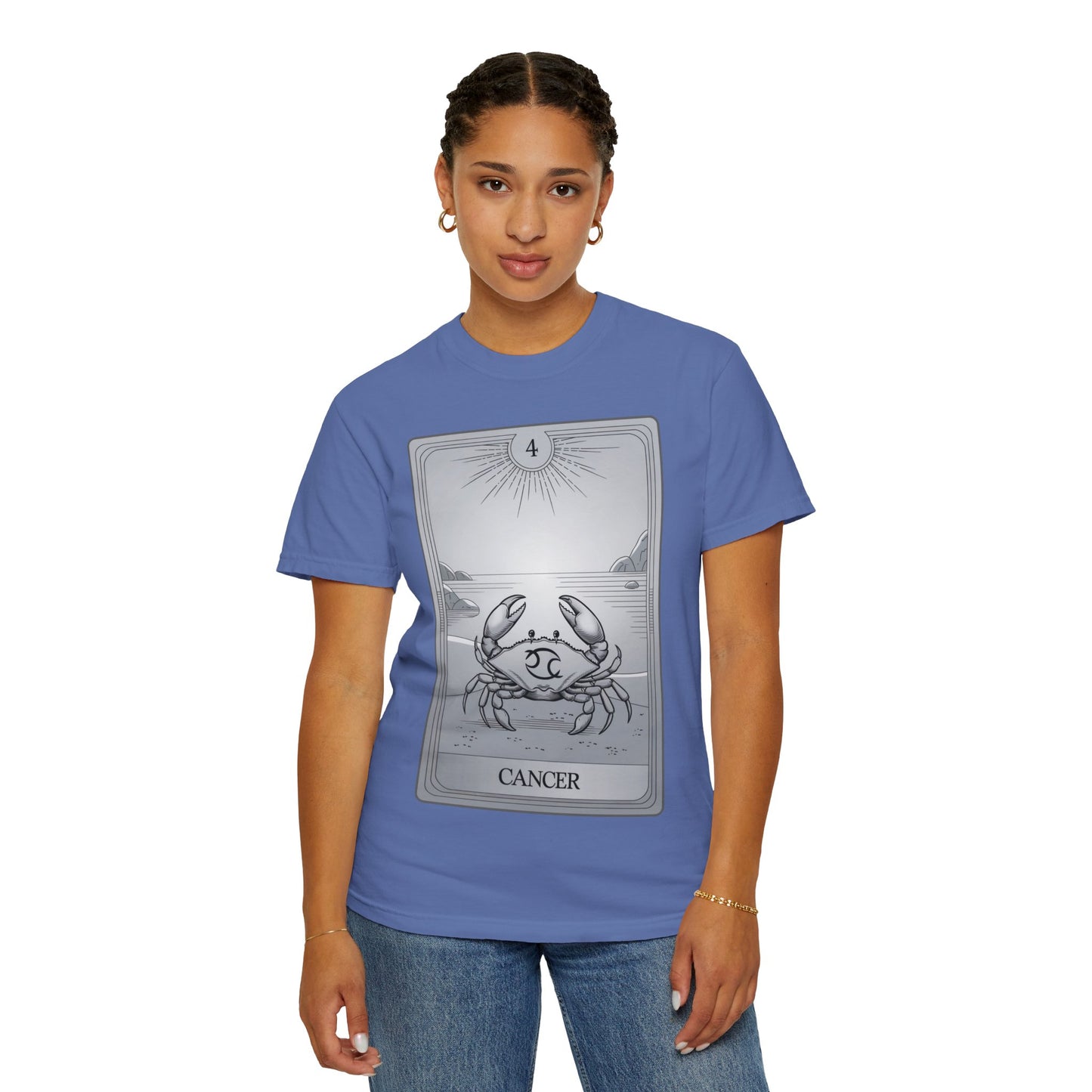 Cancerian Waves Tarot Tee - Mystical Crab Zodiac Graphic T-Shirt