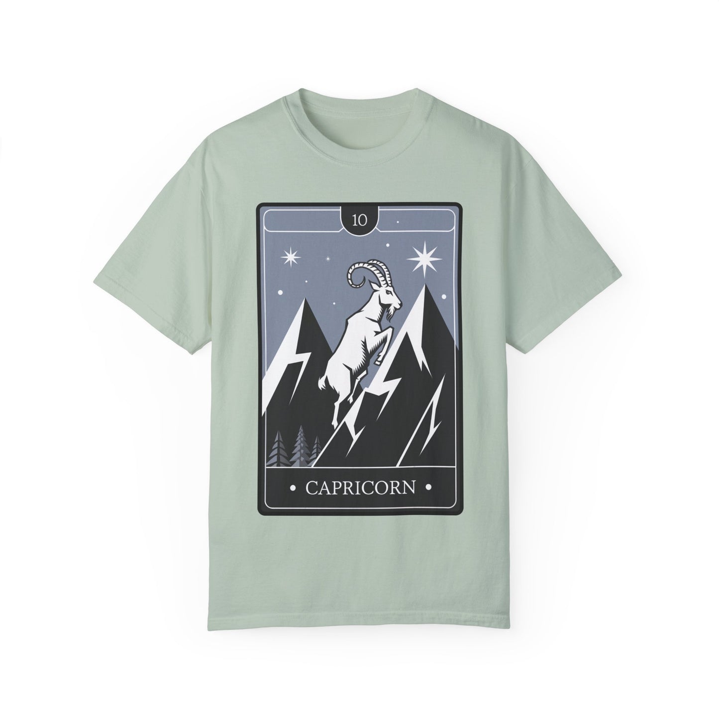 Capricorn Climb Tarot Tee - Determined Mountain Goat Zodiac Graphic T-Shirt