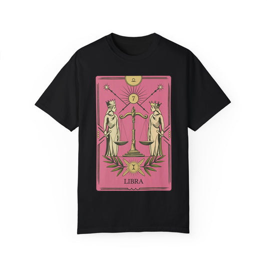 Libra Balance Tarot Tee - Elegant Scales Zodiac Graphic T-Shirt