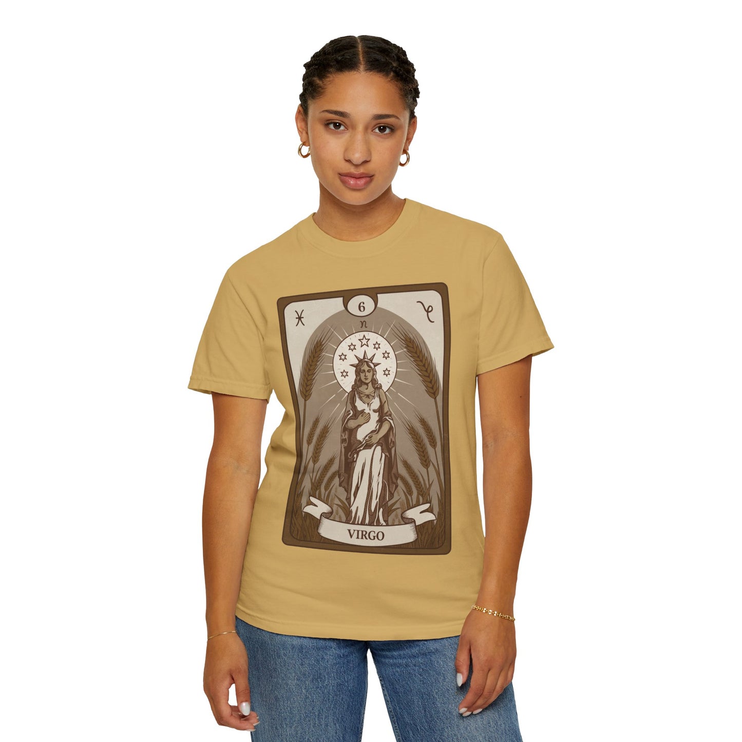 Virgo Grace Tarot Tee - Earthy Maiden Zodiac Graphic T-Shirt