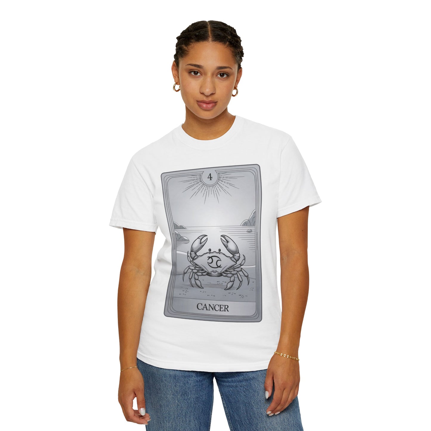 Cancerian Waves Tarot Tee - Mystical Crab Zodiac Graphic T-Shirt