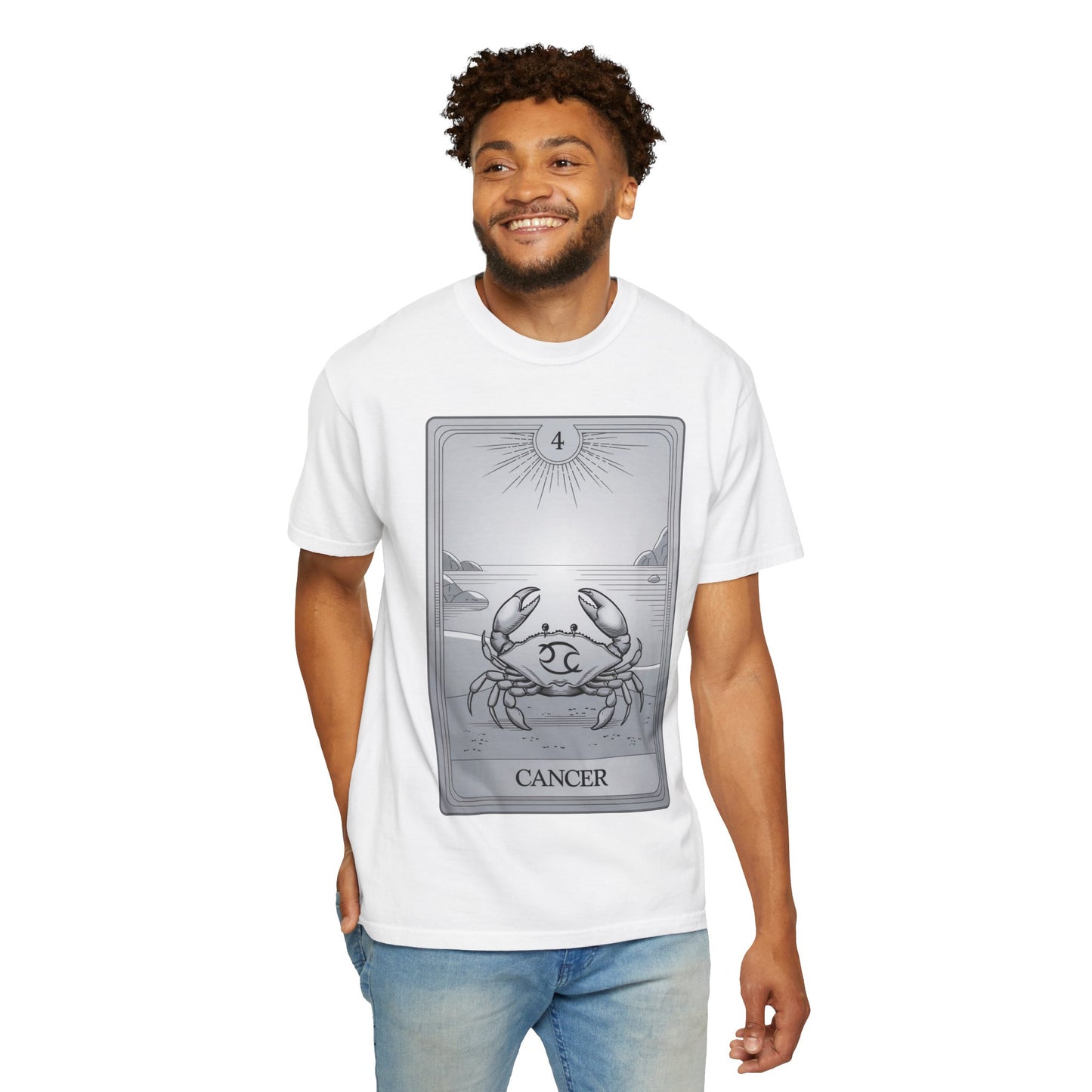 Cancerian Waves Tarot Tee - Mystical Crab Zodiac Graphic T-Shirt