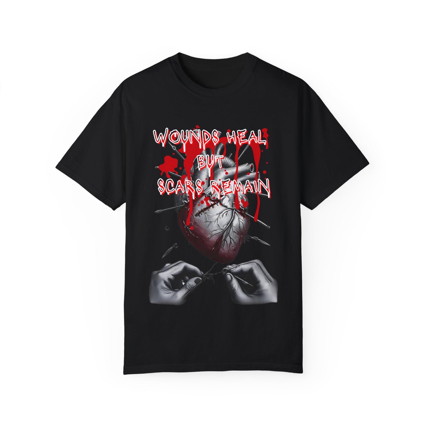 Wounds Heal but Scars Remain Graphic Tee – Symbolic Healing and Resilience Shirt