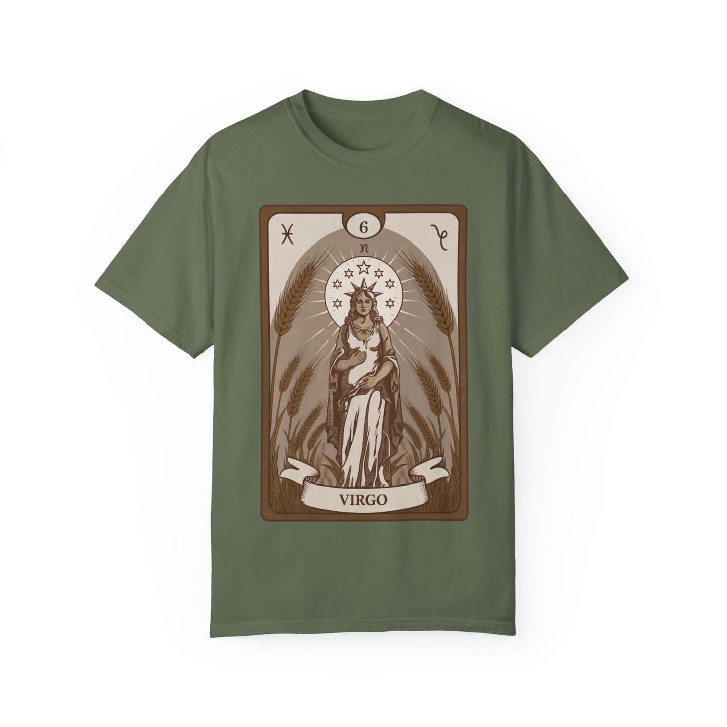 Virgo Grace Tarot Tee - Earthy Maiden Zodiac Graphic T-Shirt