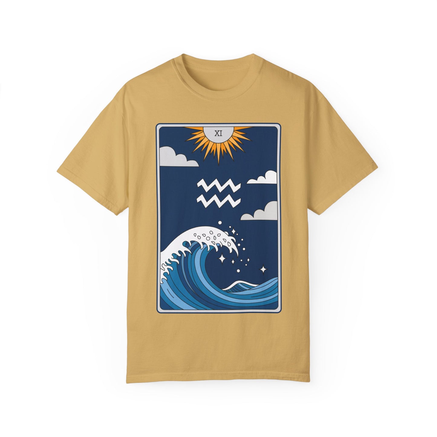 Aquarius Waves Tarot Tee - Innovative Water Bearer Zodiac Graphic T-Shirt