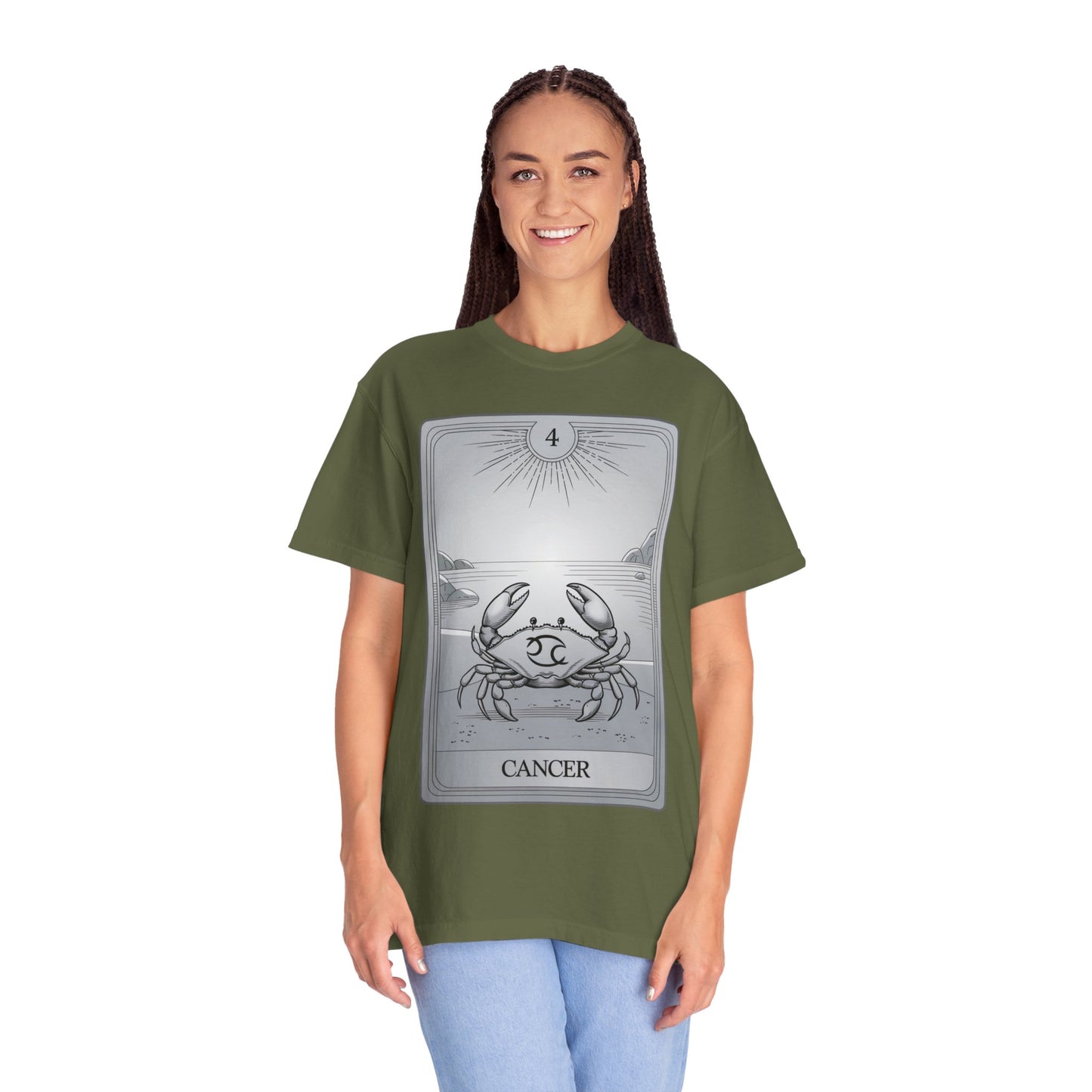 Cancerian Waves Tarot Tee - Mystical Crab Zodiac Graphic T-Shirt