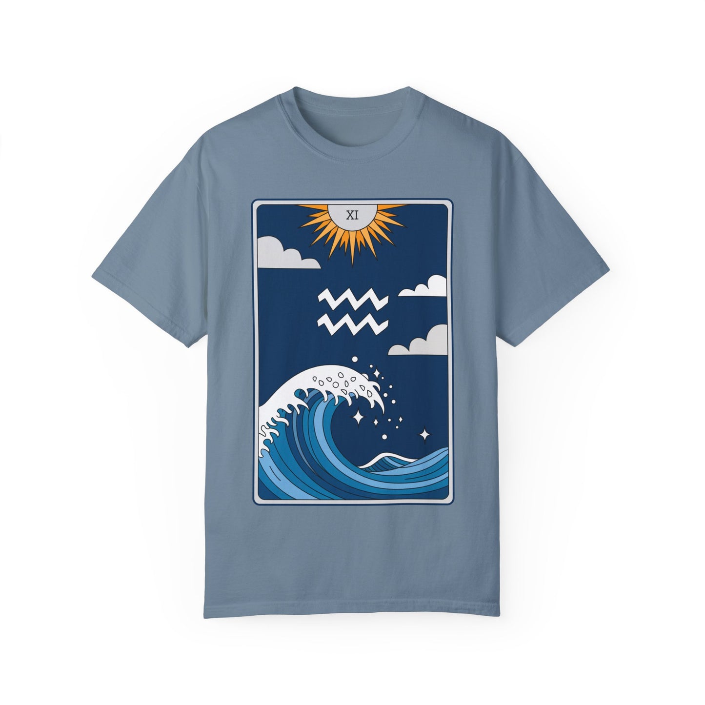 Aquarius Waves Tarot Tee - Innovative Water Bearer Zodiac Graphic T-Shirt