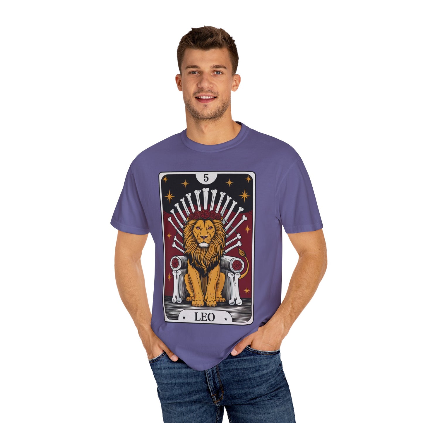 Leo Royalty Tarot Tee - Fierce Lion Zodiac Graphic T-Shirt