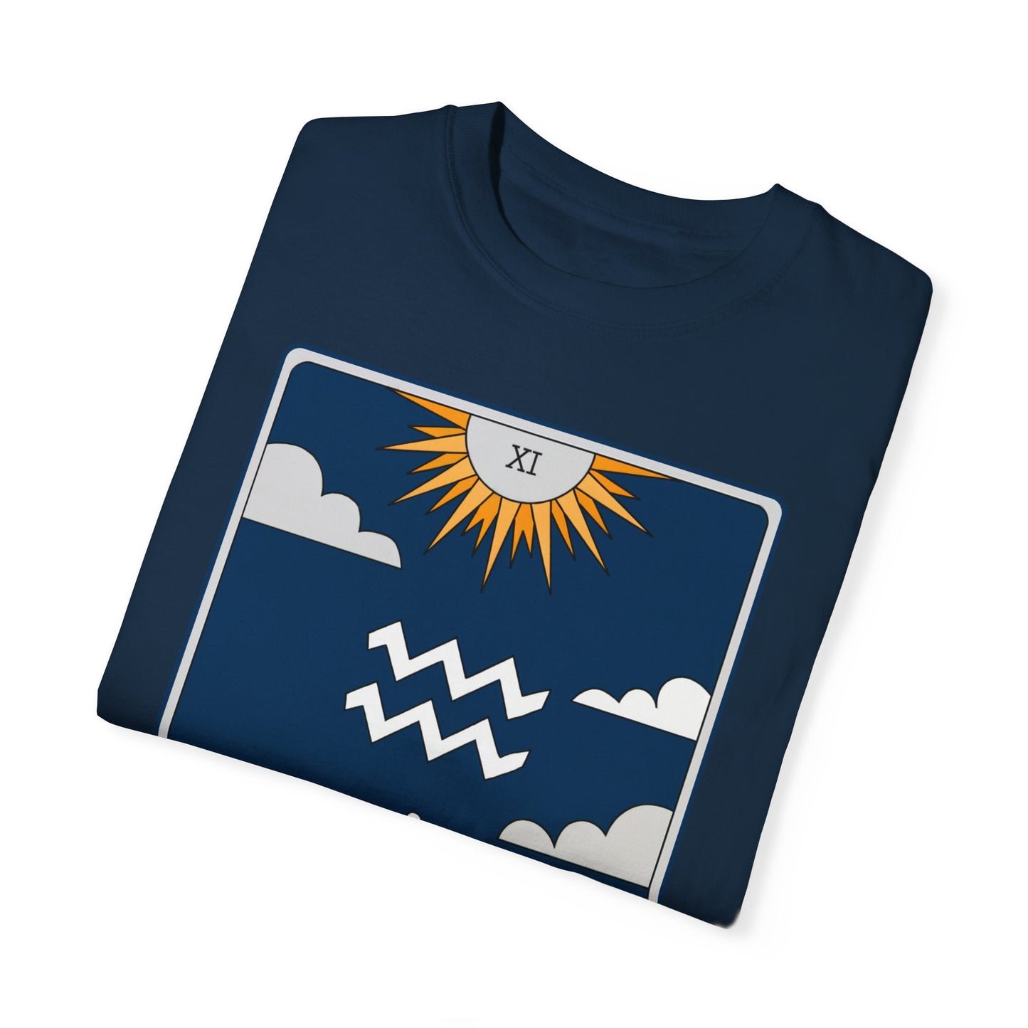 Aquarius Waves Tarot Tee - Innovative Water Bearer Zodiac Graphic T-Shirt