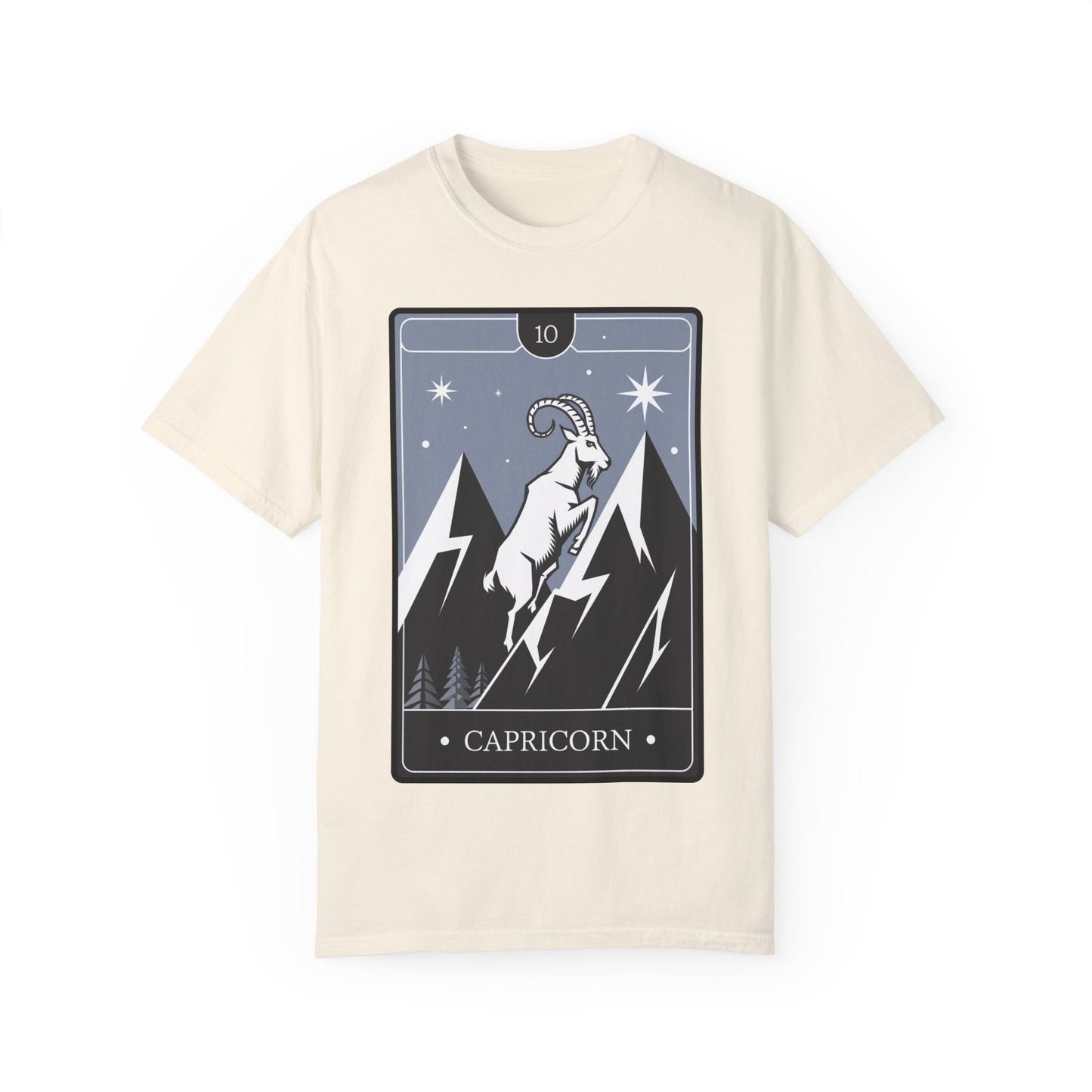 Capricorn Climb Tarot Tee - Determined Mountain Goat Zodiac Graphic T-Shirt