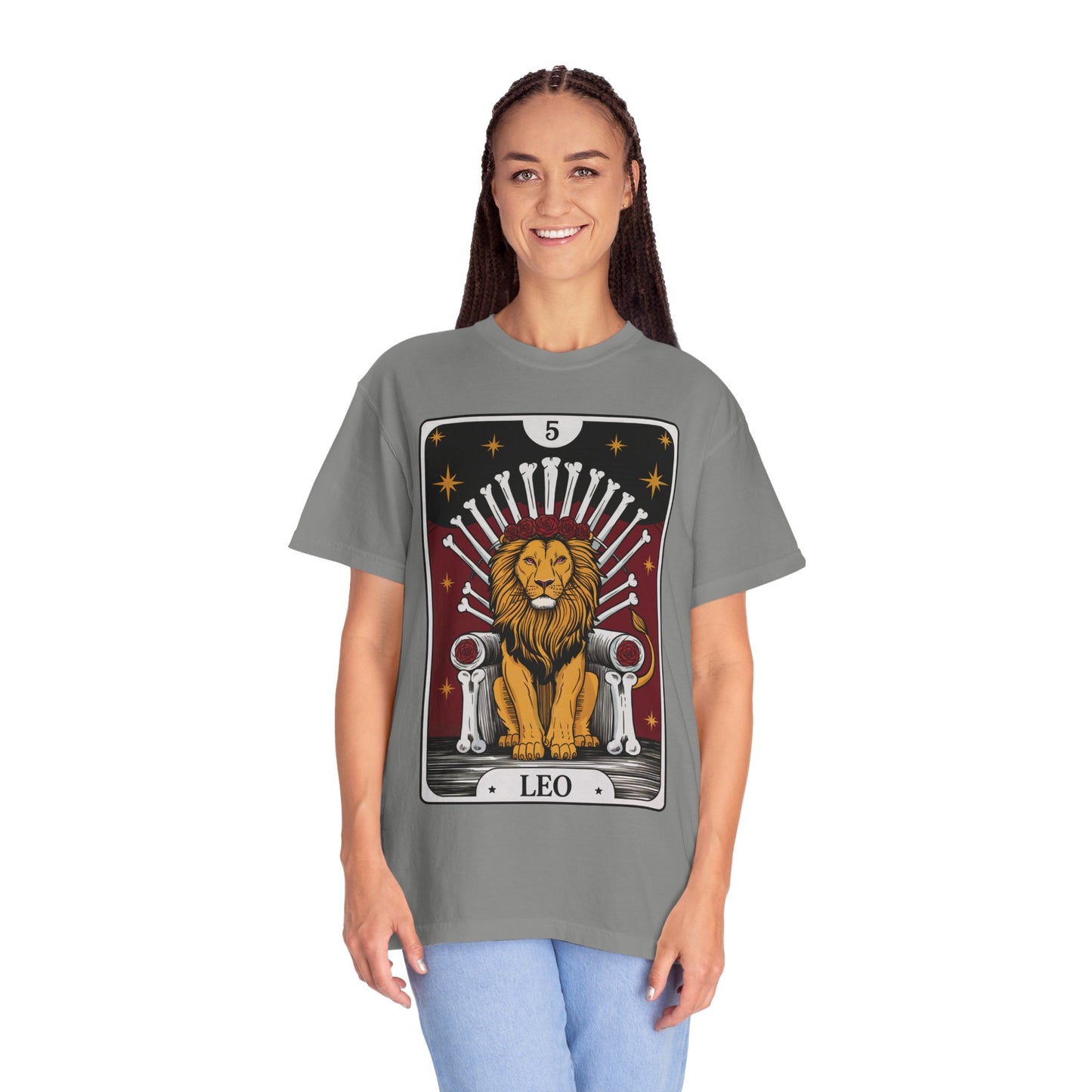 Leo Royalty Tarot Tee - Fierce Lion Zodiac Graphic T-Shirt