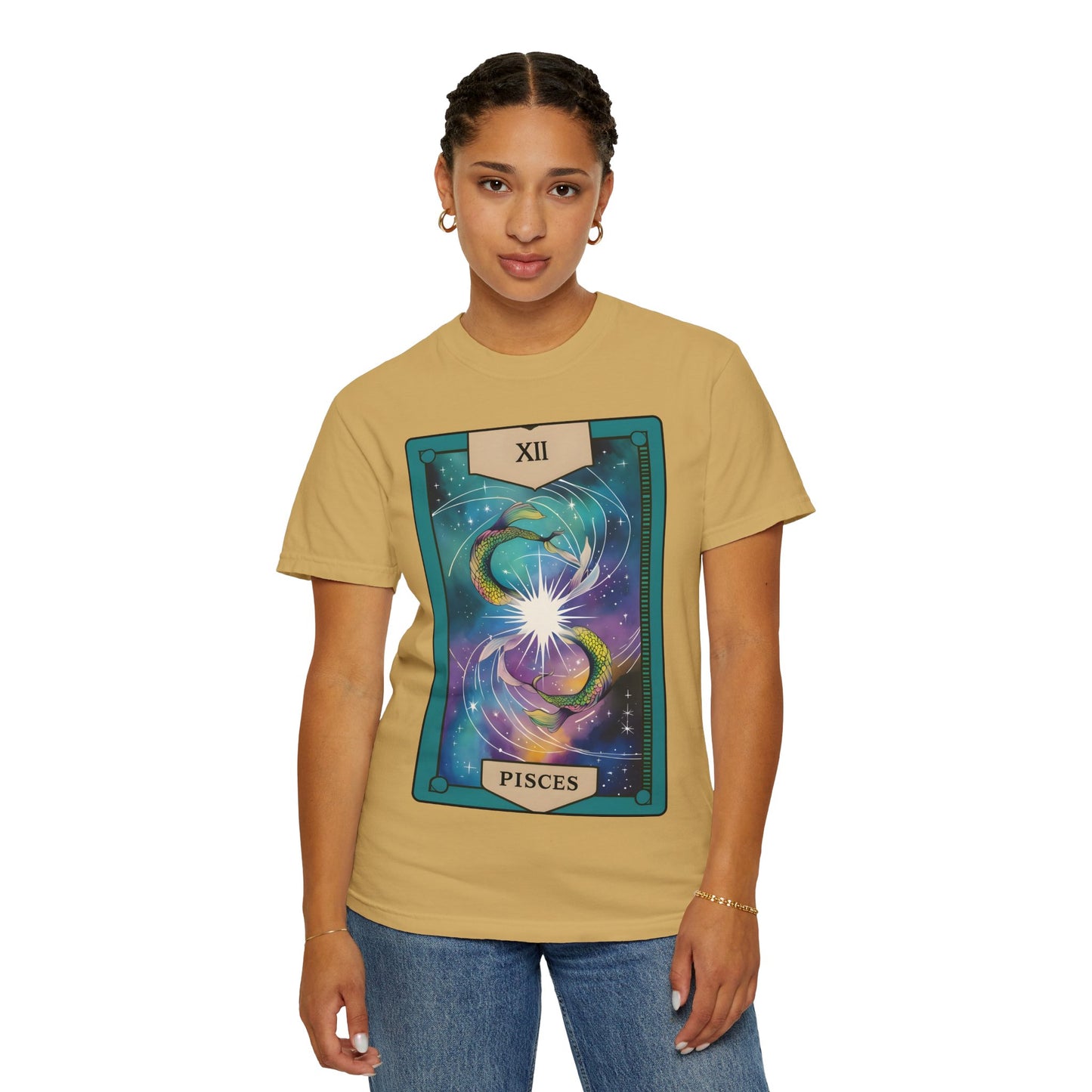 Pisces Dreamflow Tarot Tee - Cosmic Fish Zodiac Graphic T-Shirt