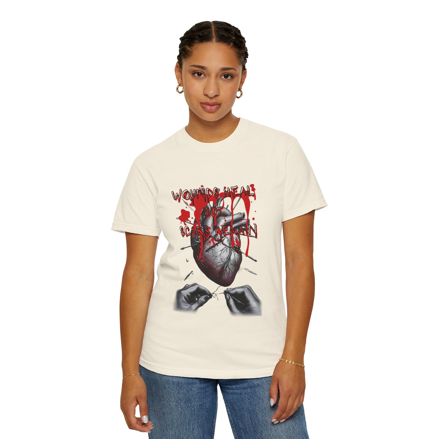 Wounds Heal but Scars Remain Graphic Tee – Symbolic Healing and Resilience Shirt