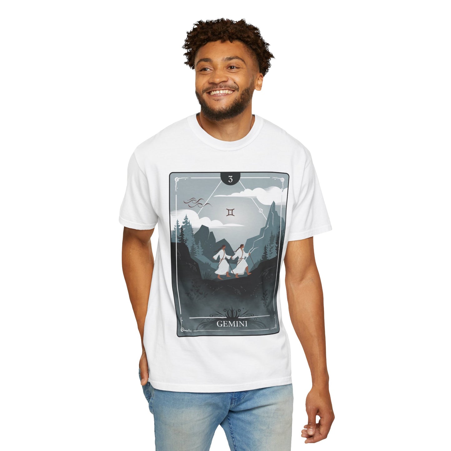 Gemini Zodiac Tarot T-Shirt – Duality in Motion