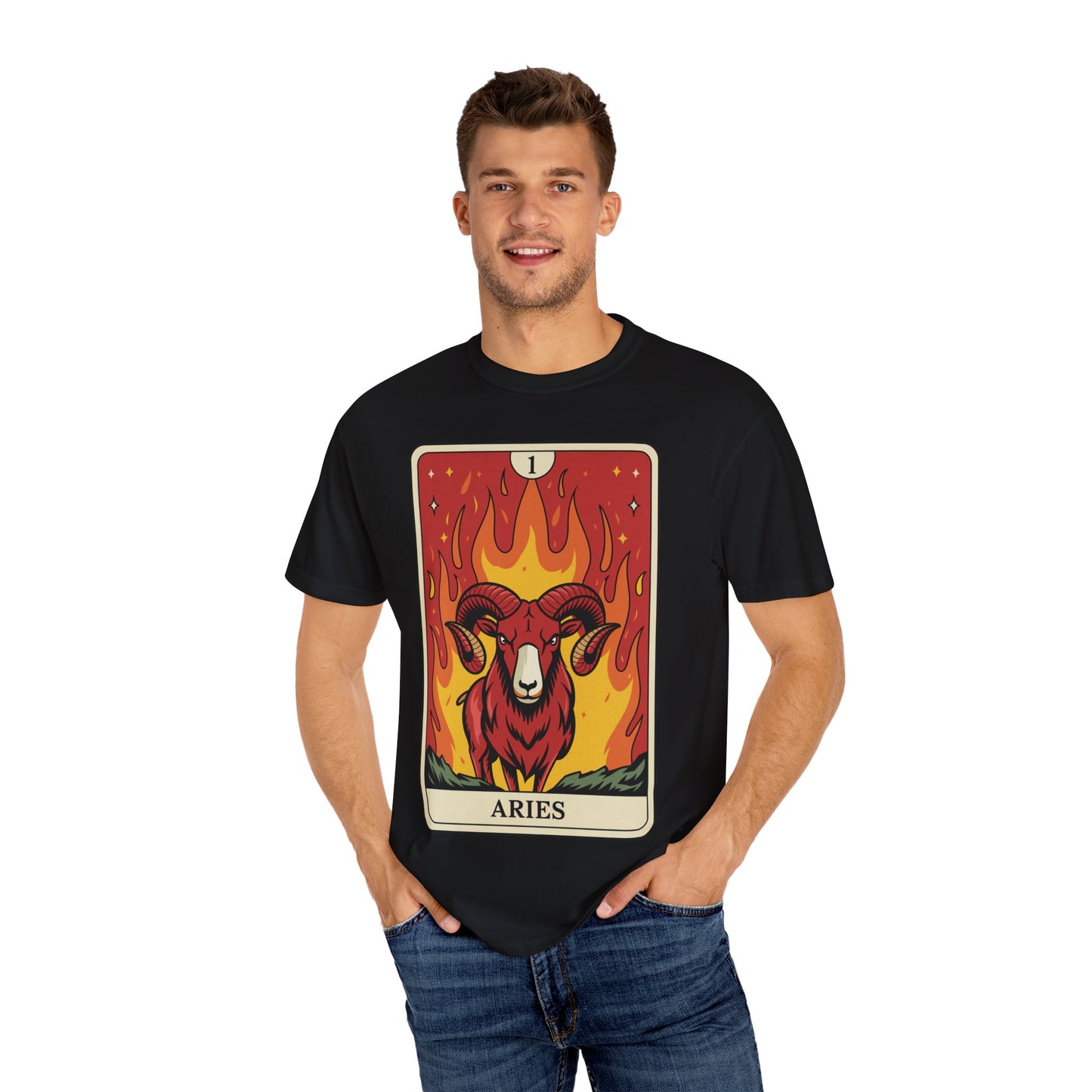 Aries Energy Tarot Tee - Bold Ram Zodiac Graphic T-Shirt