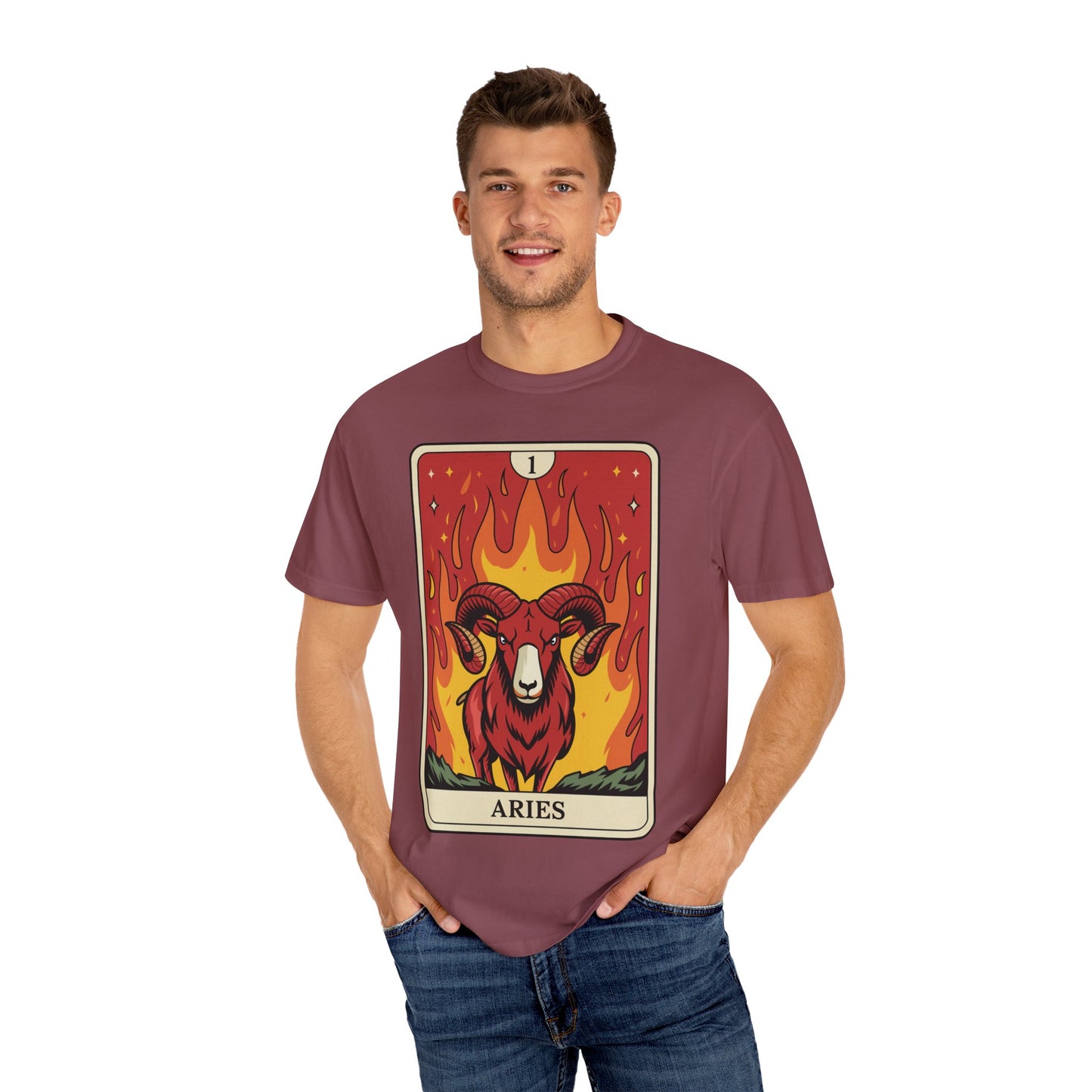 Aries Energy Tarot Tee - Bold Ram Zodiac Graphic T-Shirt