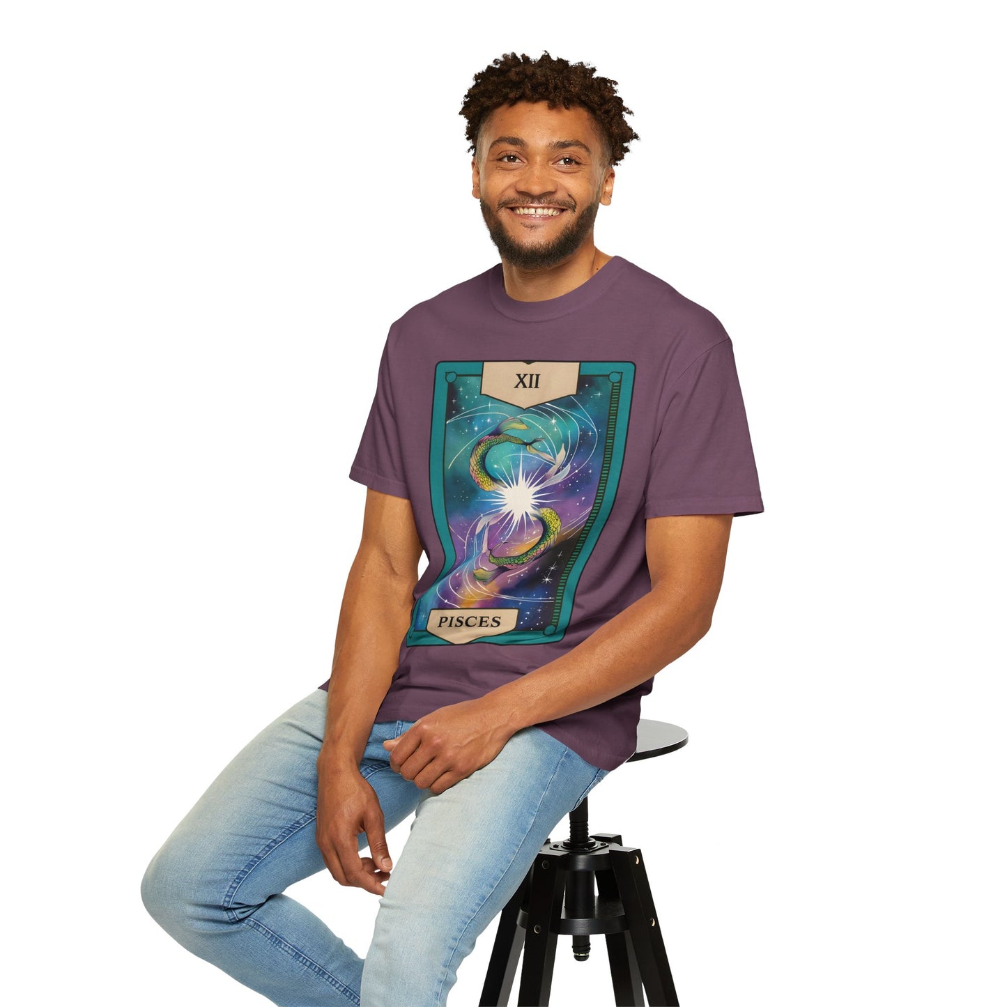 Pisces Dreamflow Tarot Tee - Cosmic Fish Zodiac Graphic T-Shirt