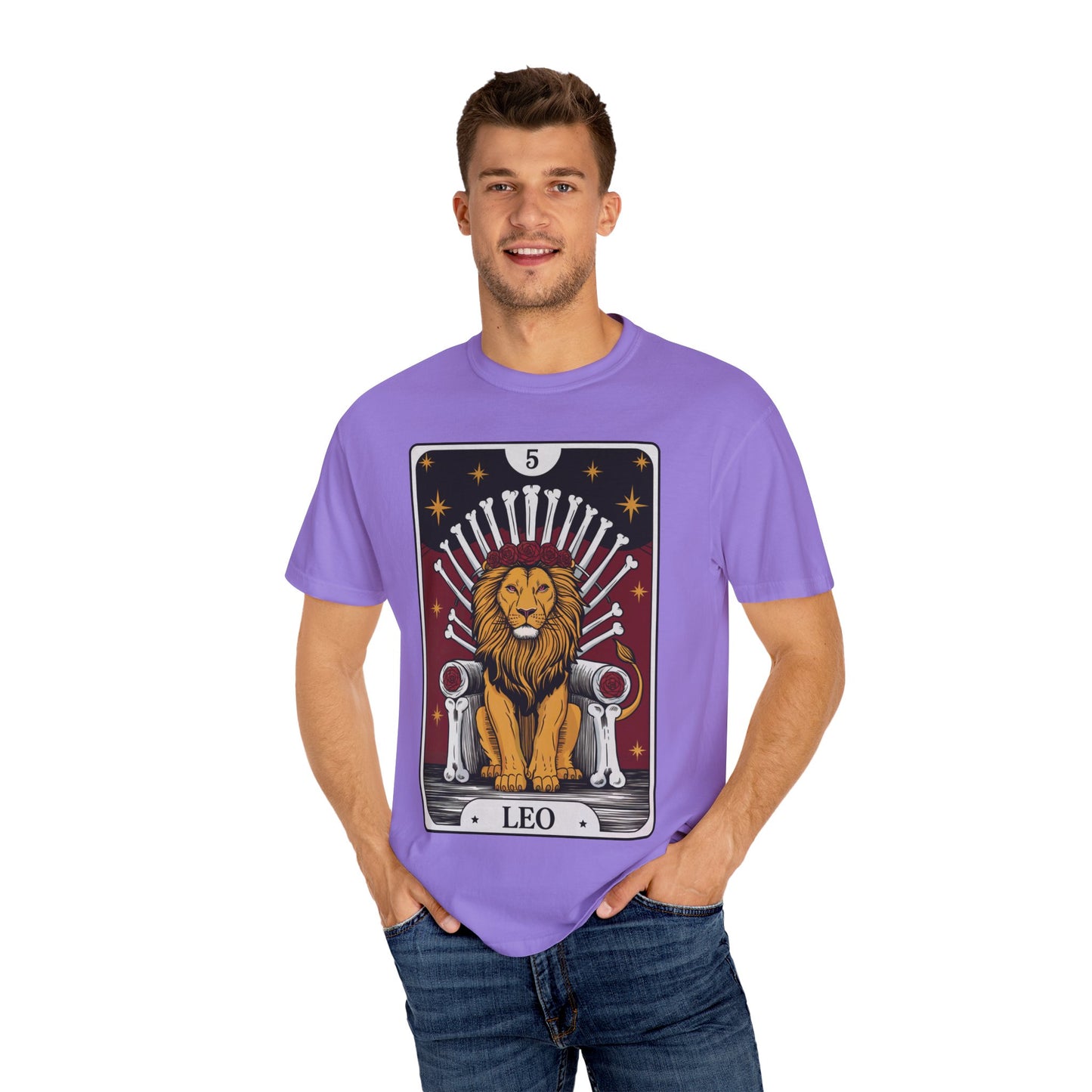 Leo Royalty Tarot Tee - Fierce Lion Zodiac Graphic T-Shirt