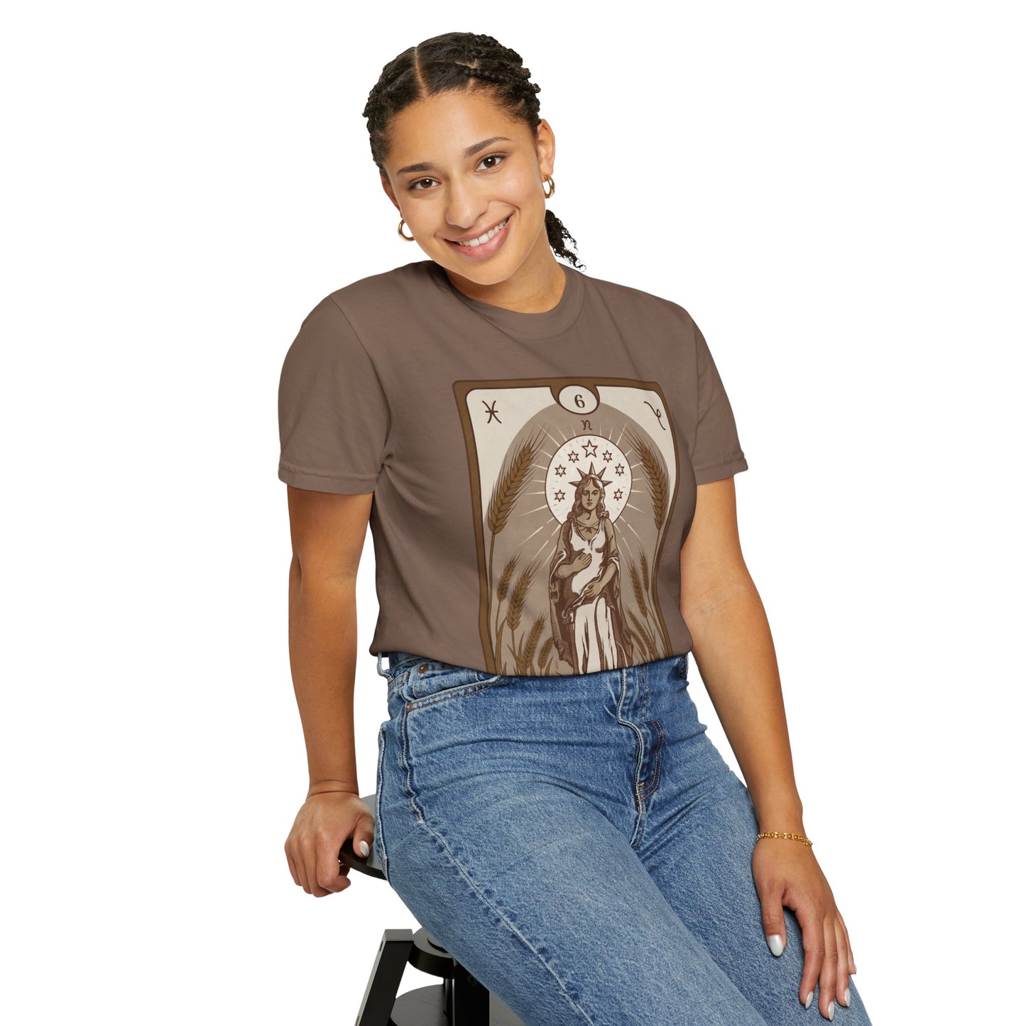 Virgo Grace Tarot Tee - Earthy Maiden Zodiac Graphic T-Shirt