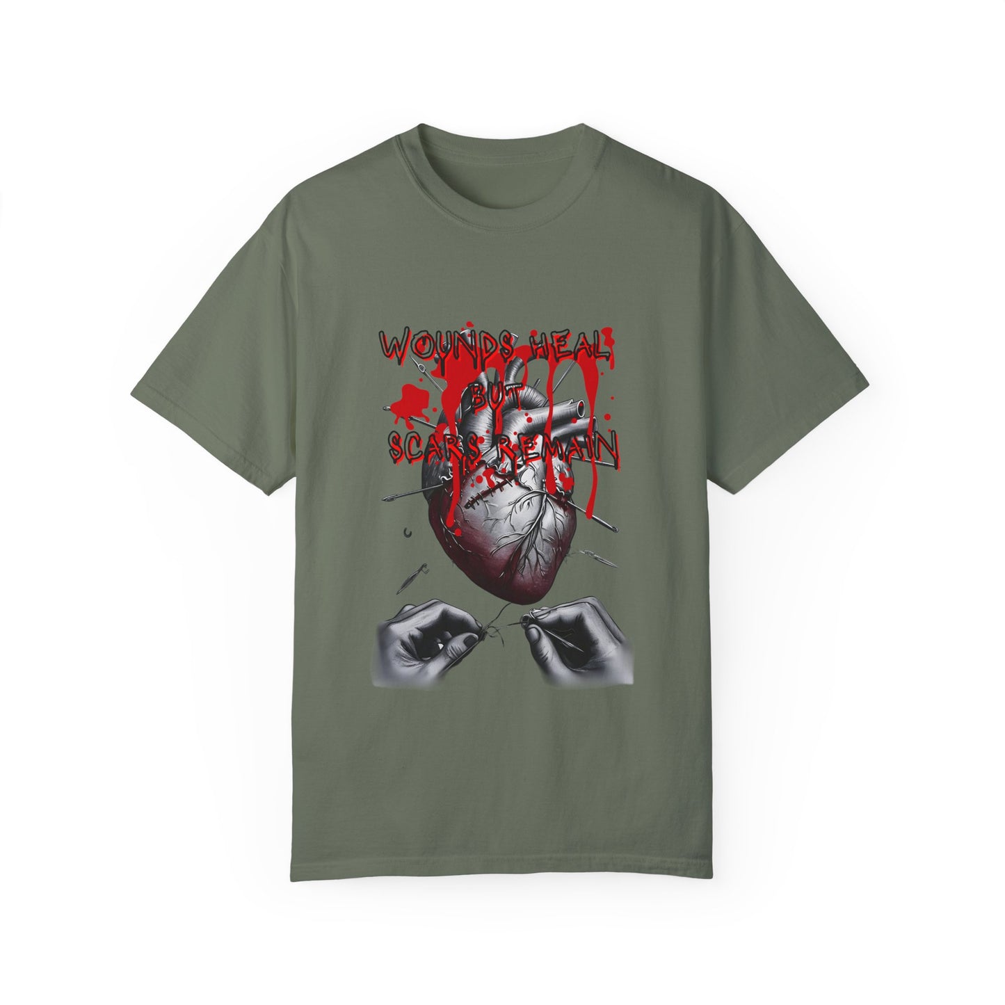 Wounds Heal but Scars Remain Graphic Tee – Symbolic Healing and Resilience Shirt