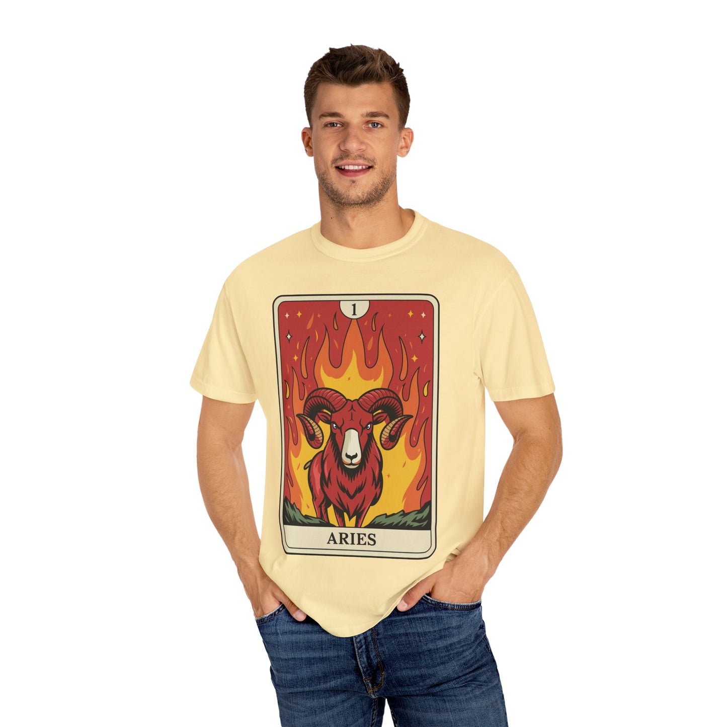 Aries Energy Tarot Tee - Bold Ram Zodiac Graphic T-Shirt