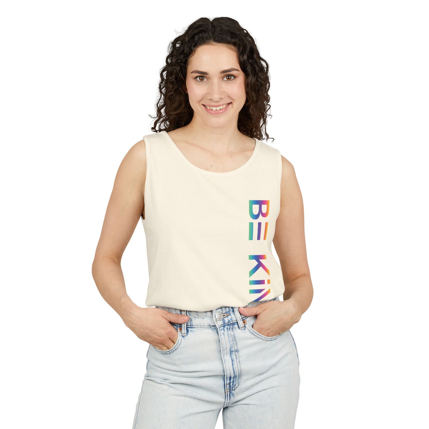 Be Kind Neon Tank Top - Front and Back Positivity Print