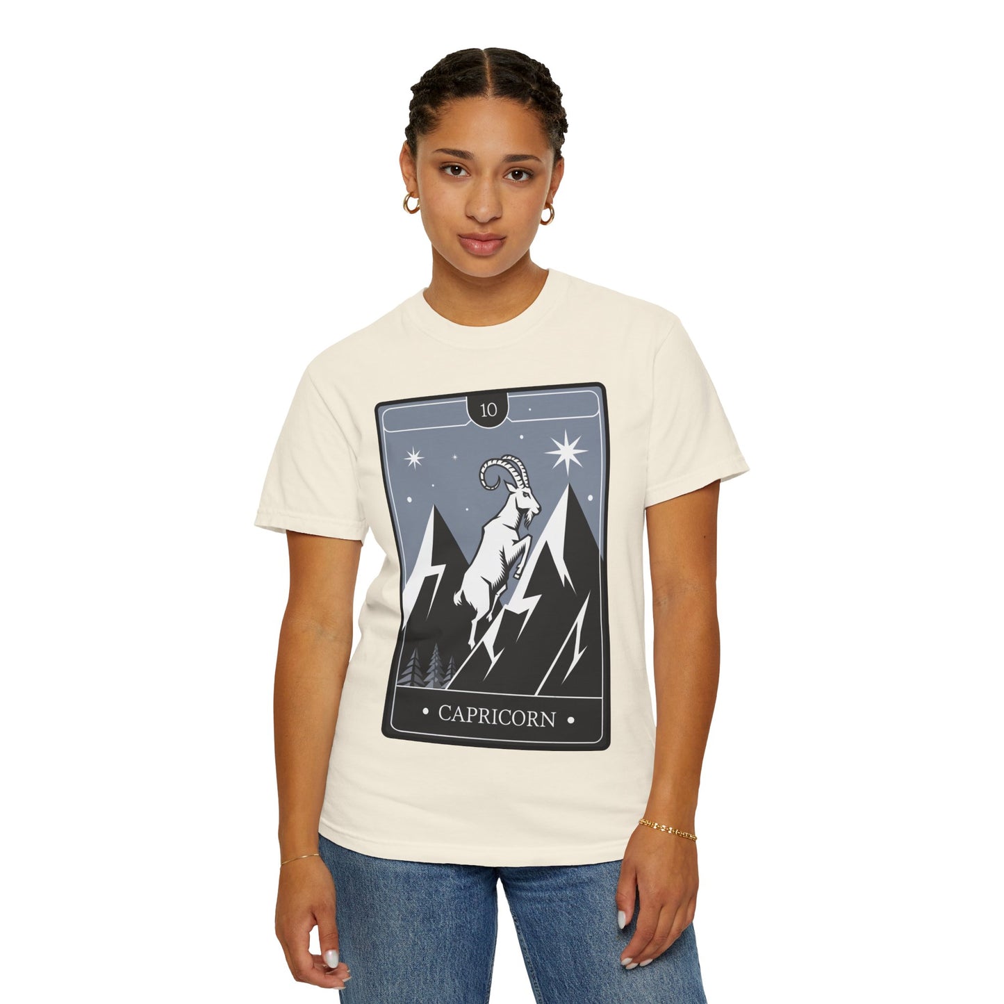 Capricorn Climb Tarot Tee - Determined Mountain Goat Zodiac Graphic T-Shirt