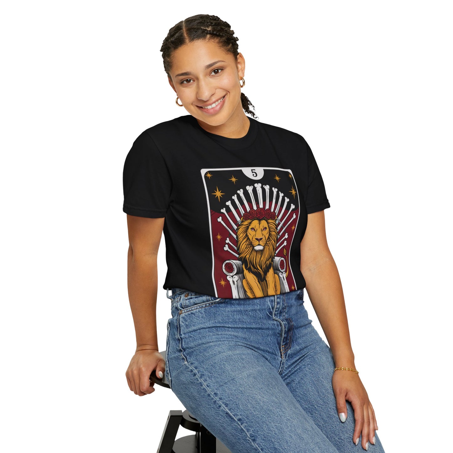 Leo Royalty Tarot Tee - Fierce Lion Zodiac Graphic T-Shirt