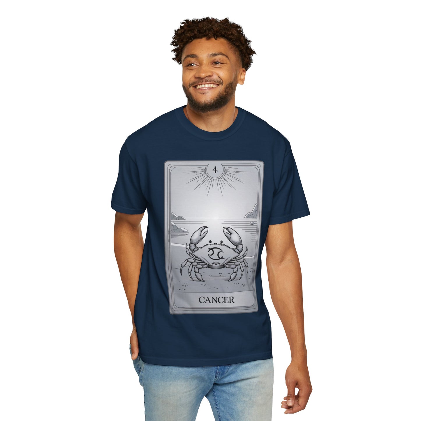 Cancerian Waves Tarot Tee - Mystical Crab Zodiac Graphic T-Shirt