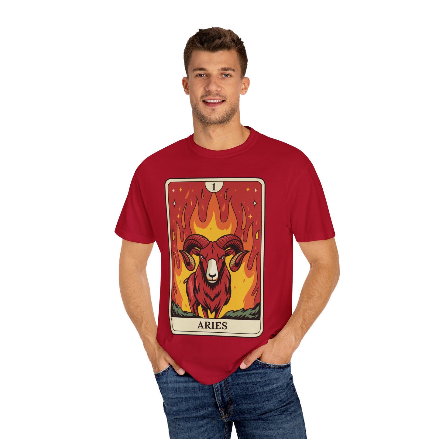 Aries Energy Tarot Tee - Bold Ram Zodiac Graphic T-Shirt