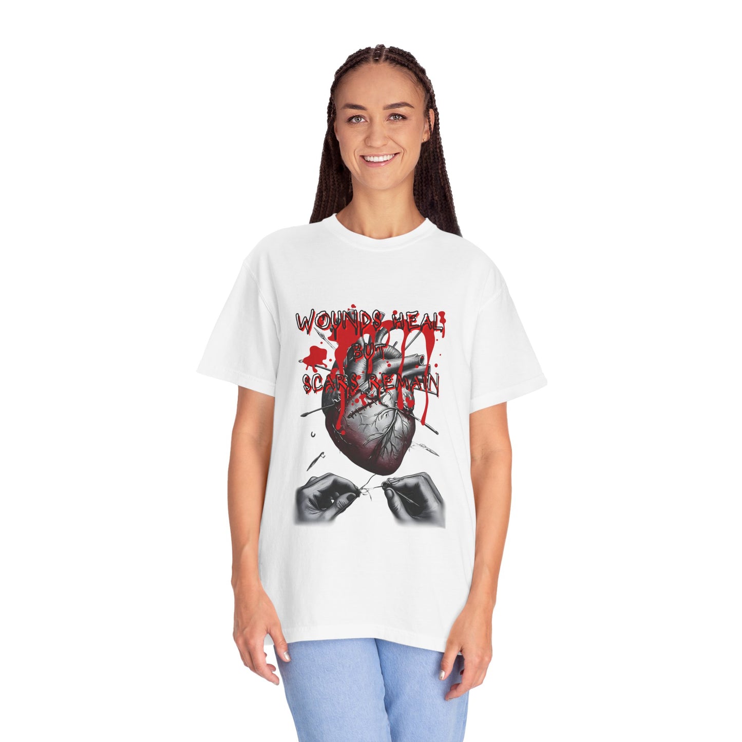 Wounds Heal but Scars Remain Graphic Tee – Symbolic Healing and Resilience Shirt