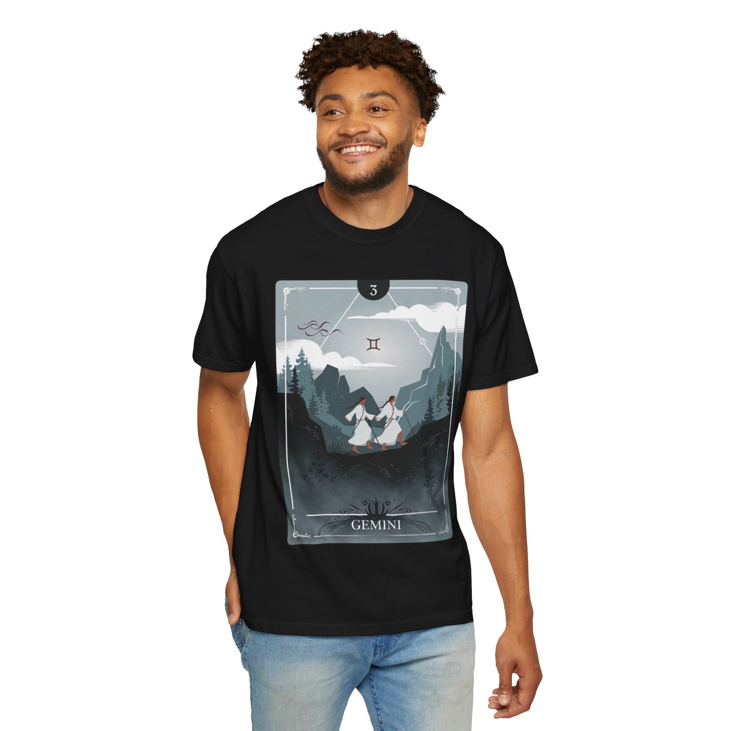 Gemini Zodiac Tarot T-Shirt – Duality in Motion