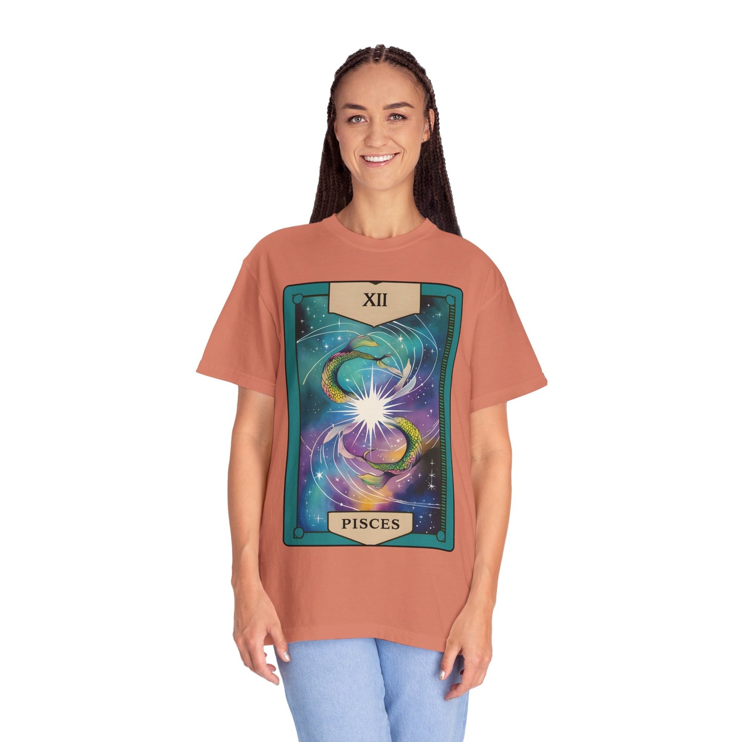 Pisces Dreamflow Tarot Tee - Cosmic Fish Zodiac Graphic T-Shirt