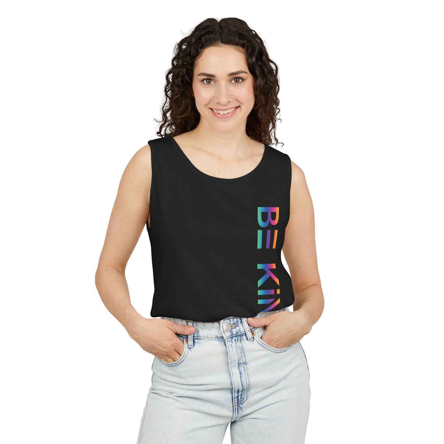 Be Kind Neon Tank Top - Front and Back Positivity Print