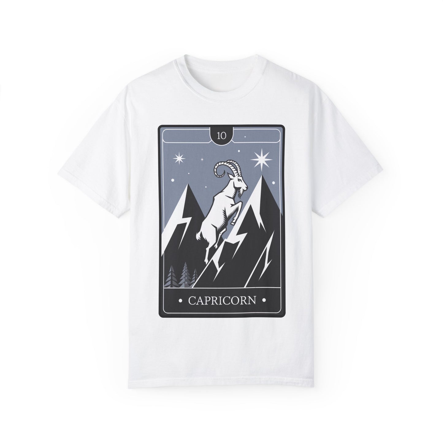 Capricorn Climb Tarot Tee - Determined Mountain Goat Zodiac Graphic T-Shirt