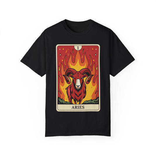 Aries Energy Tarot Tee - Bold Ram Zodiac Graphic T-Shirt