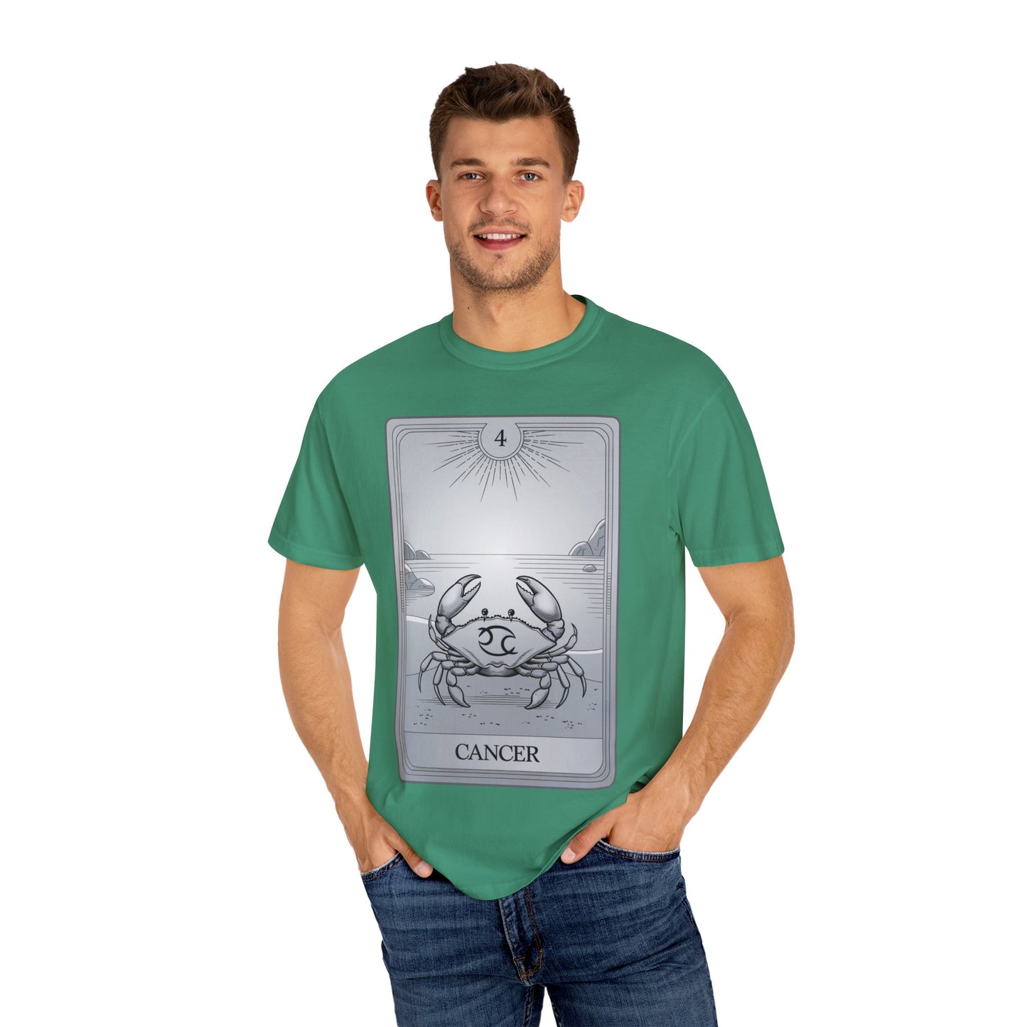 Cancerian Waves Tarot Tee - Mystical Crab Zodiac Graphic T-Shirt