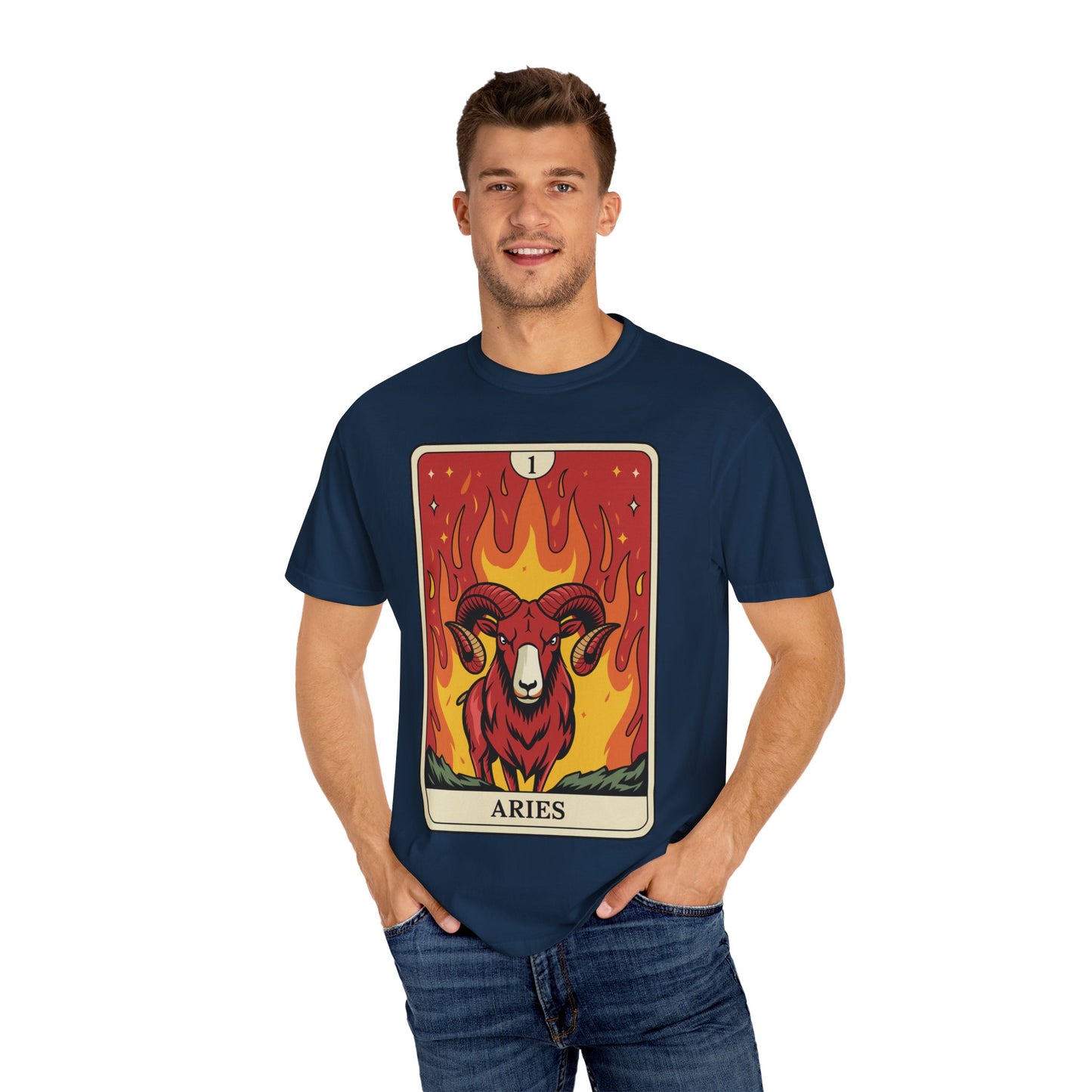 Aries Energy Tarot Tee - Bold Ram Zodiac Graphic T-Shirt