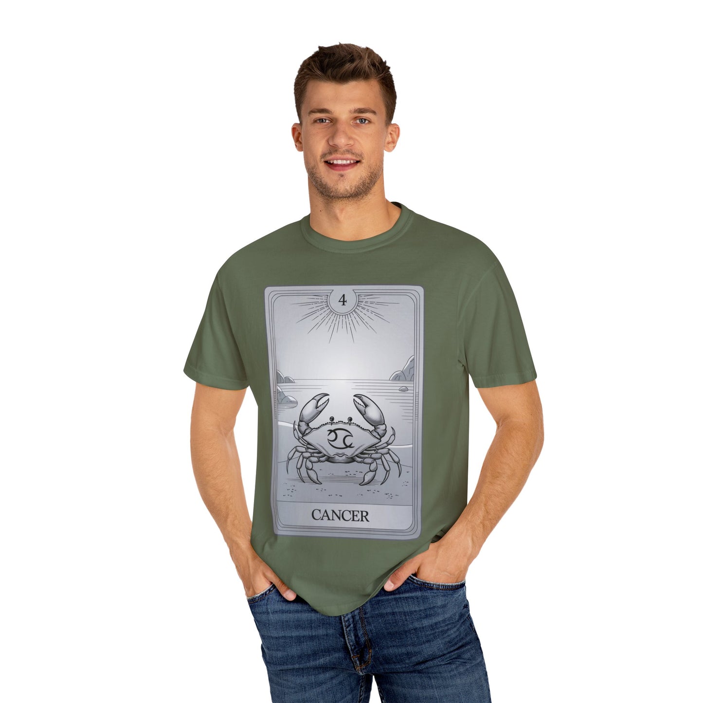 Cancerian Waves Tarot Tee - Mystical Crab Zodiac Graphic T-Shirt