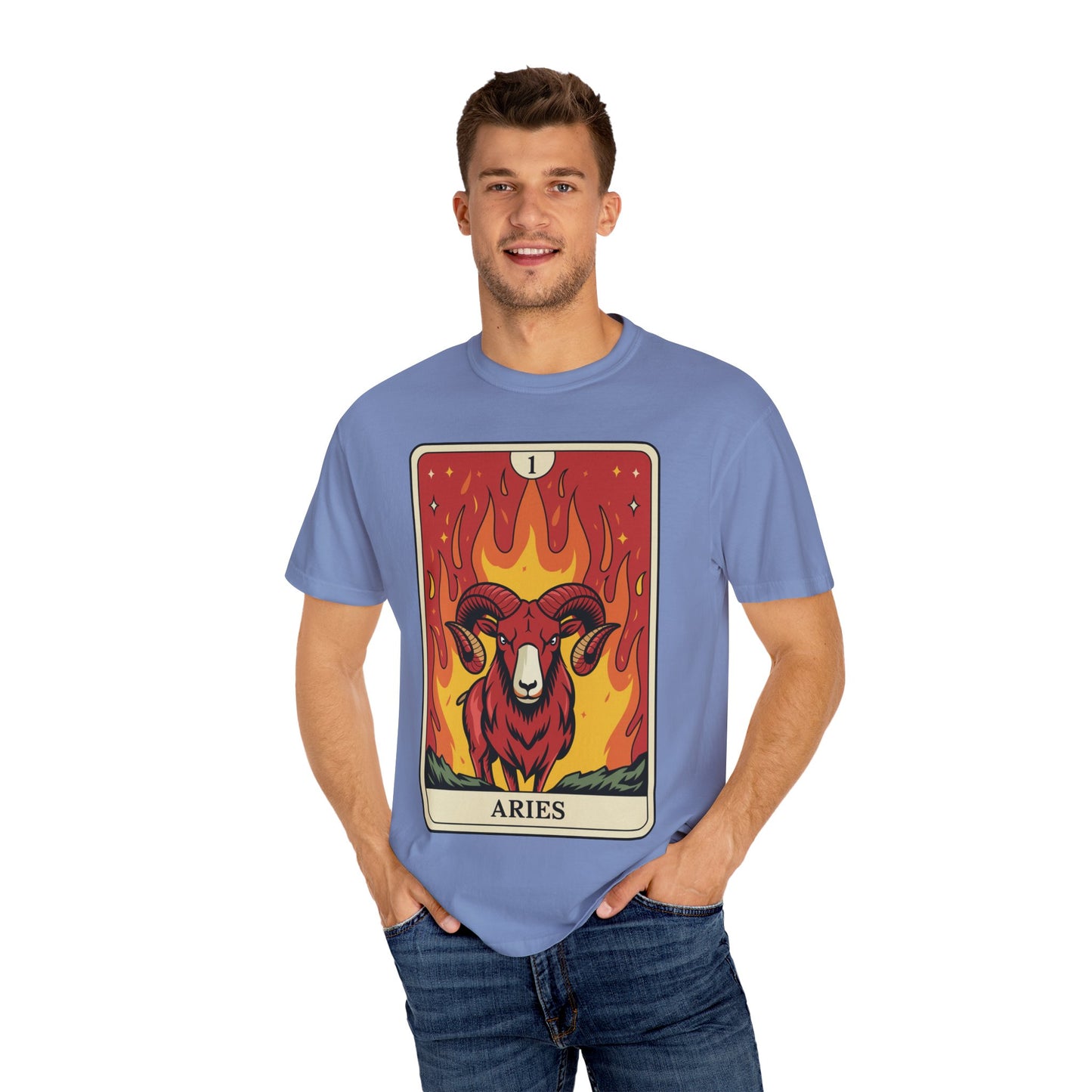 Aries Energy Tarot Tee - Bold Ram Zodiac Graphic T-Shirt