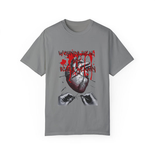 Wounds Heal but Scars Remain Graphic Tee – Symbolic Healing and Resilience Shirt