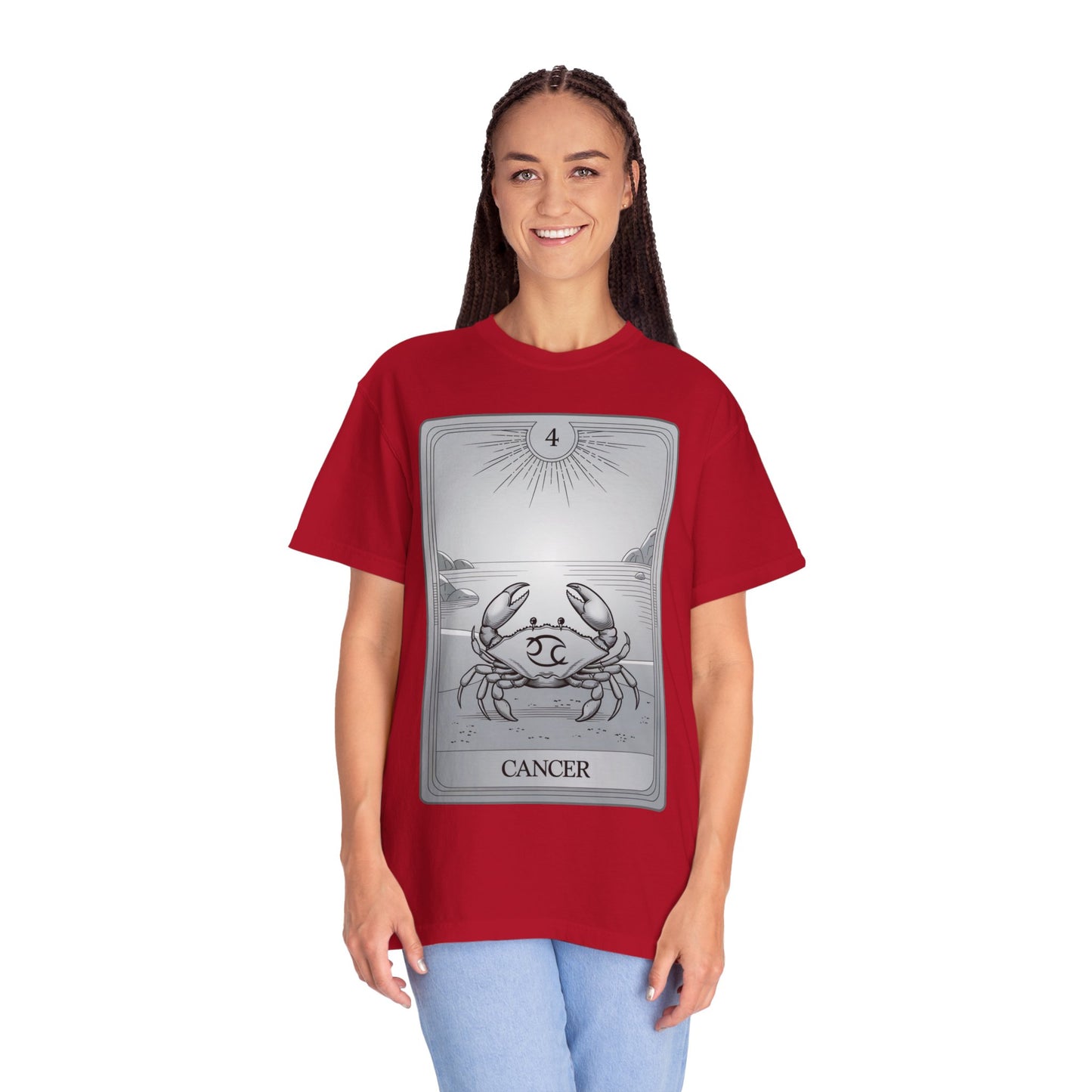 Cancerian Waves Tarot Tee - Mystical Crab Zodiac Graphic T-Shirt