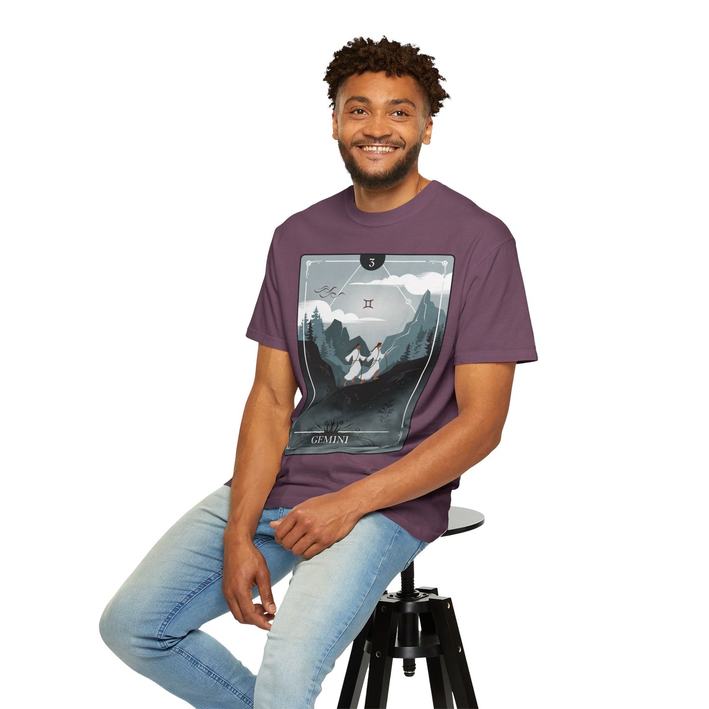 Gemini Zodiac Tarot T-Shirt – Duality in Motion